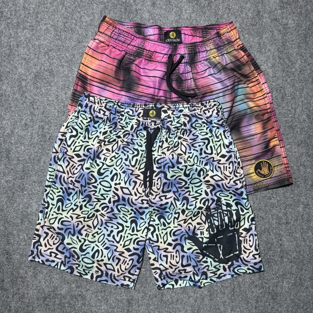 BODY GLOVE Vapor Swim Trunks Mesh Lined Men Size S 30 Multicolor Lot of 2